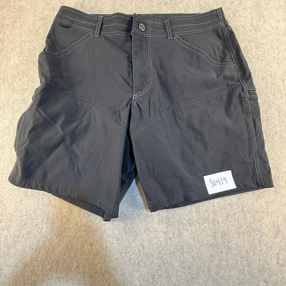 KUHL Renegade Cargo Shorts Mens 34 Charcoal Gray Hiking Quick Dry 10 Inseam